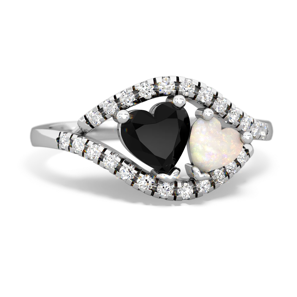 Onyx Mother And Child 14K White Gold ring R3010