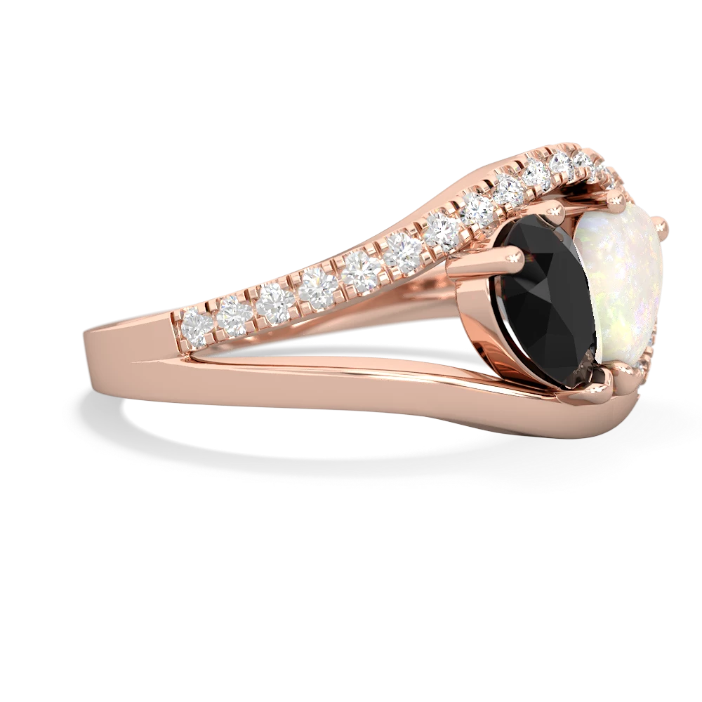 Onyx Nestled Heart Keepsake 14K Rose Gold ring R5650