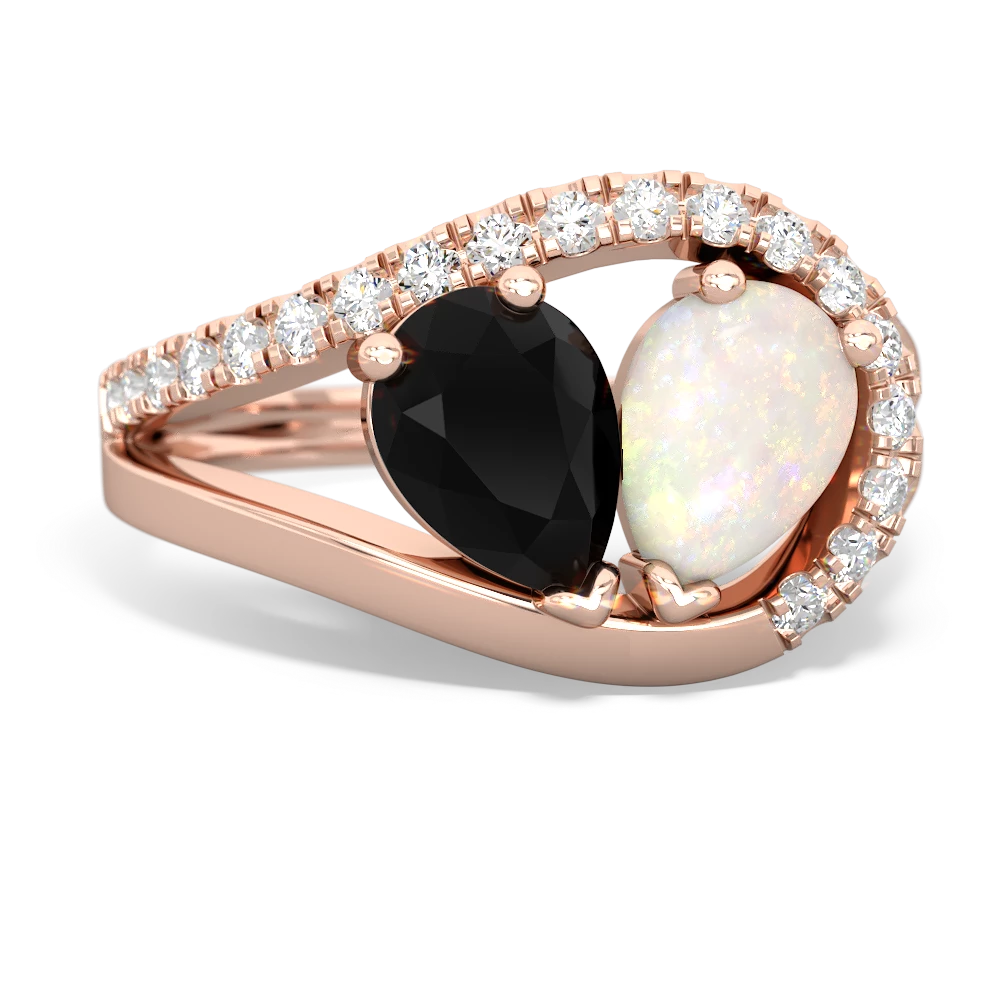 Onyx Nestled Heart Keepsake 14K Rose Gold ring R5650