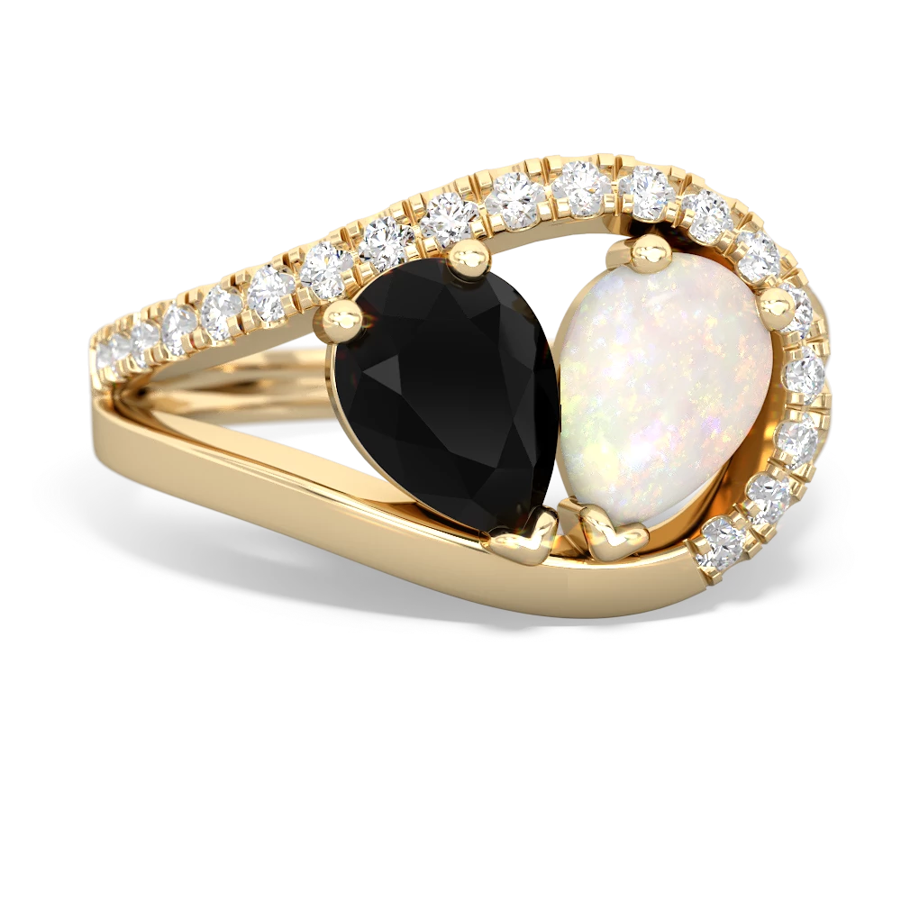 Onyx Nestled Heart Keepsake 14K Yellow Gold ring R5650