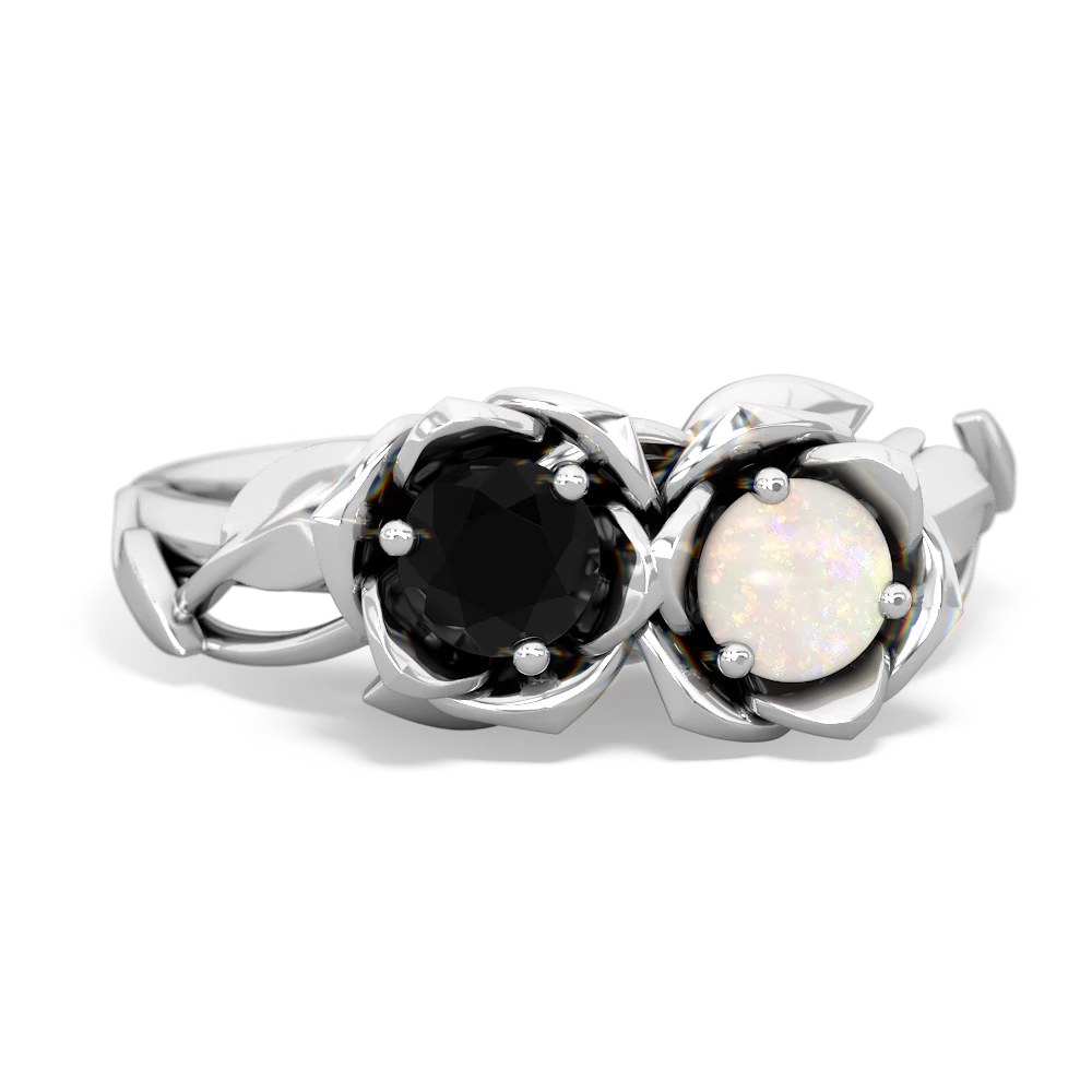 Onyx Rose Garden 14K White Gold ring R5510