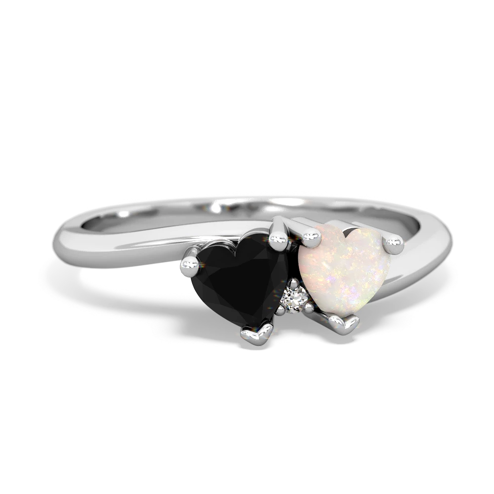 Onyx Sweethearts 14K White Gold ring R5260