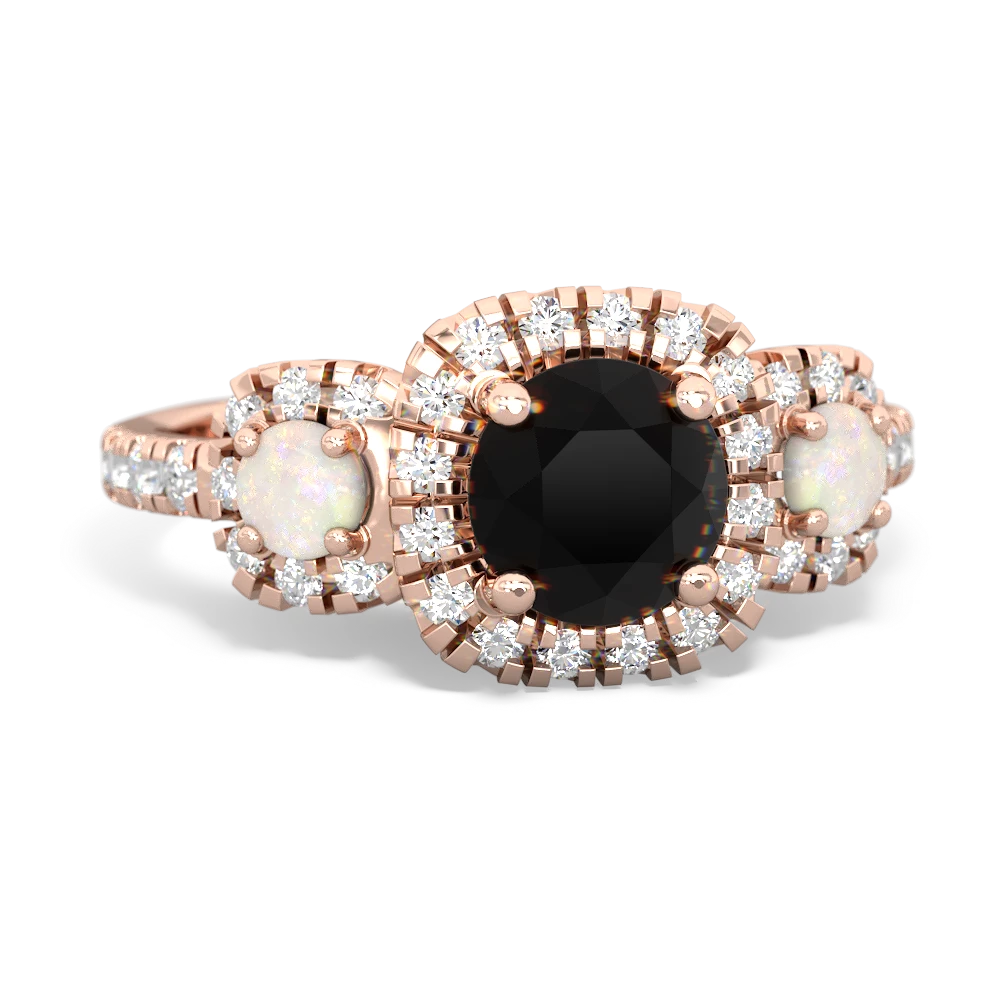 Onyx Regal Halo 14K Rose Gold ring R5350