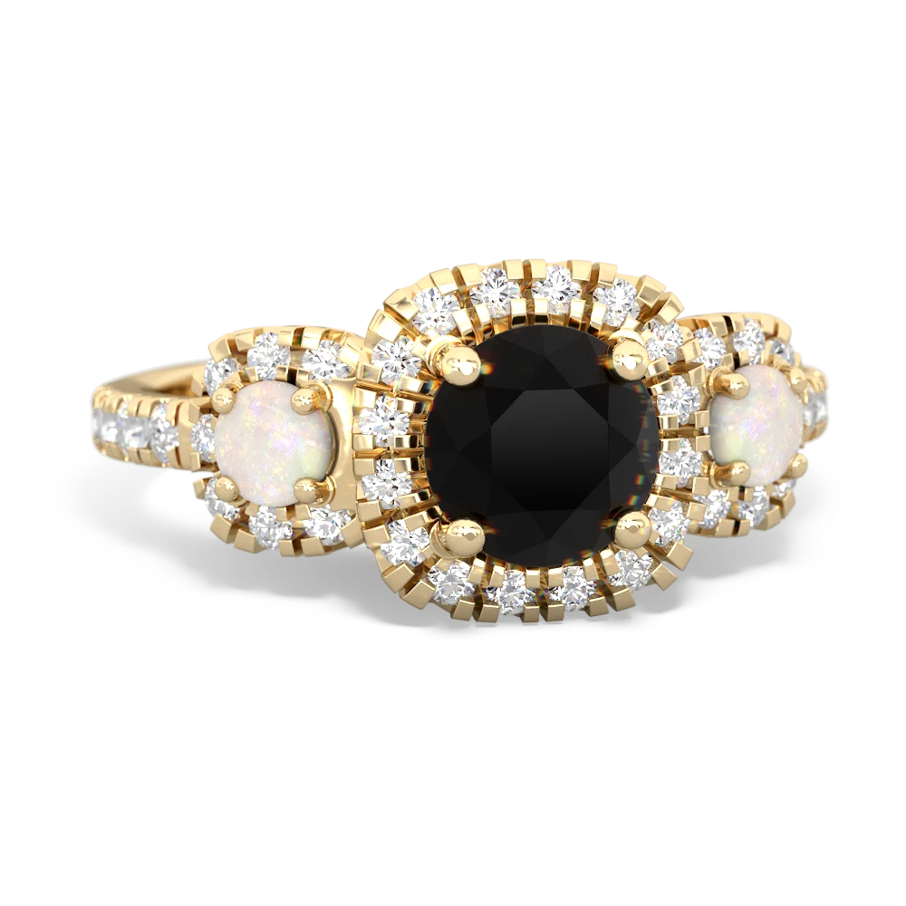 Onyx Regal Halo 14K Yellow Gold ring R5350