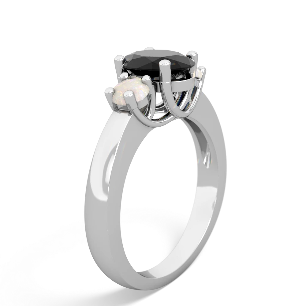 Onyx Three Stone Oval Trellis 14K White Gold ring R4024