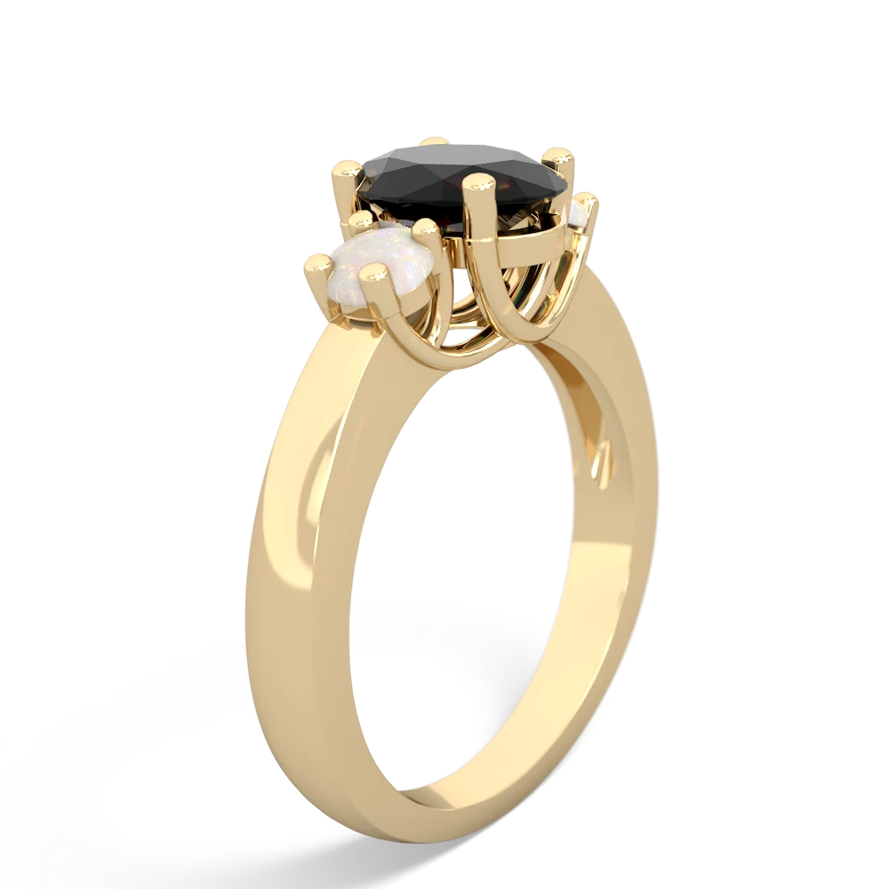 Onyx Three Stone Oval Trellis 14K Yellow Gold ring R4024