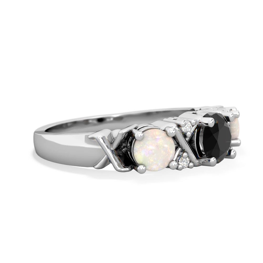 Onyx Hugs And Kisses 14K White Gold ring R5016