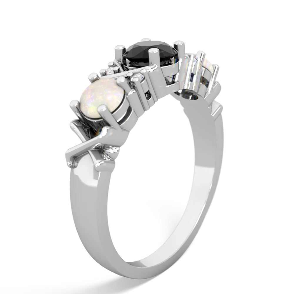 Onyx Hugs And Kisses 14K White Gold ring R5016