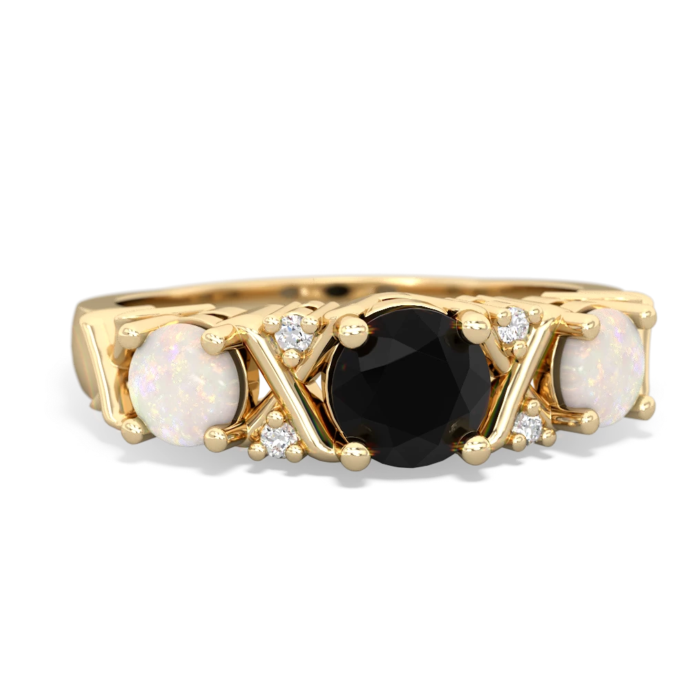Onyx Hugs And Kisses 14K Yellow Gold ring R5016