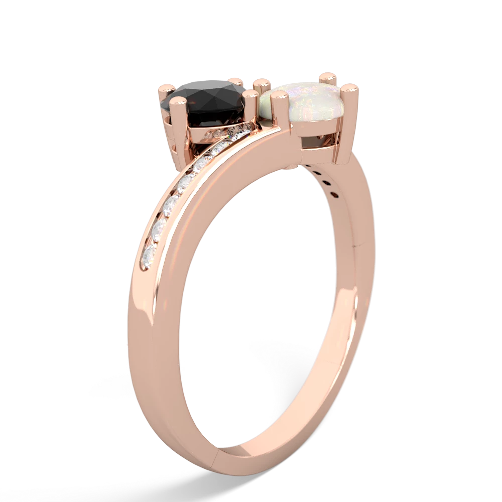 Onyx Channel Set Two Stone 14K Rose Gold ring R5303