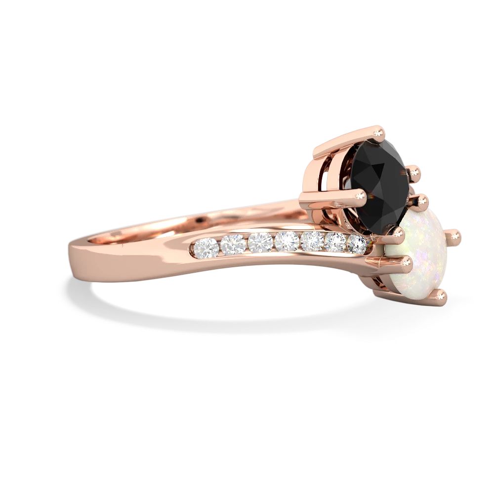 Onyx Channel Set Two Stone 14K Rose Gold ring R5303