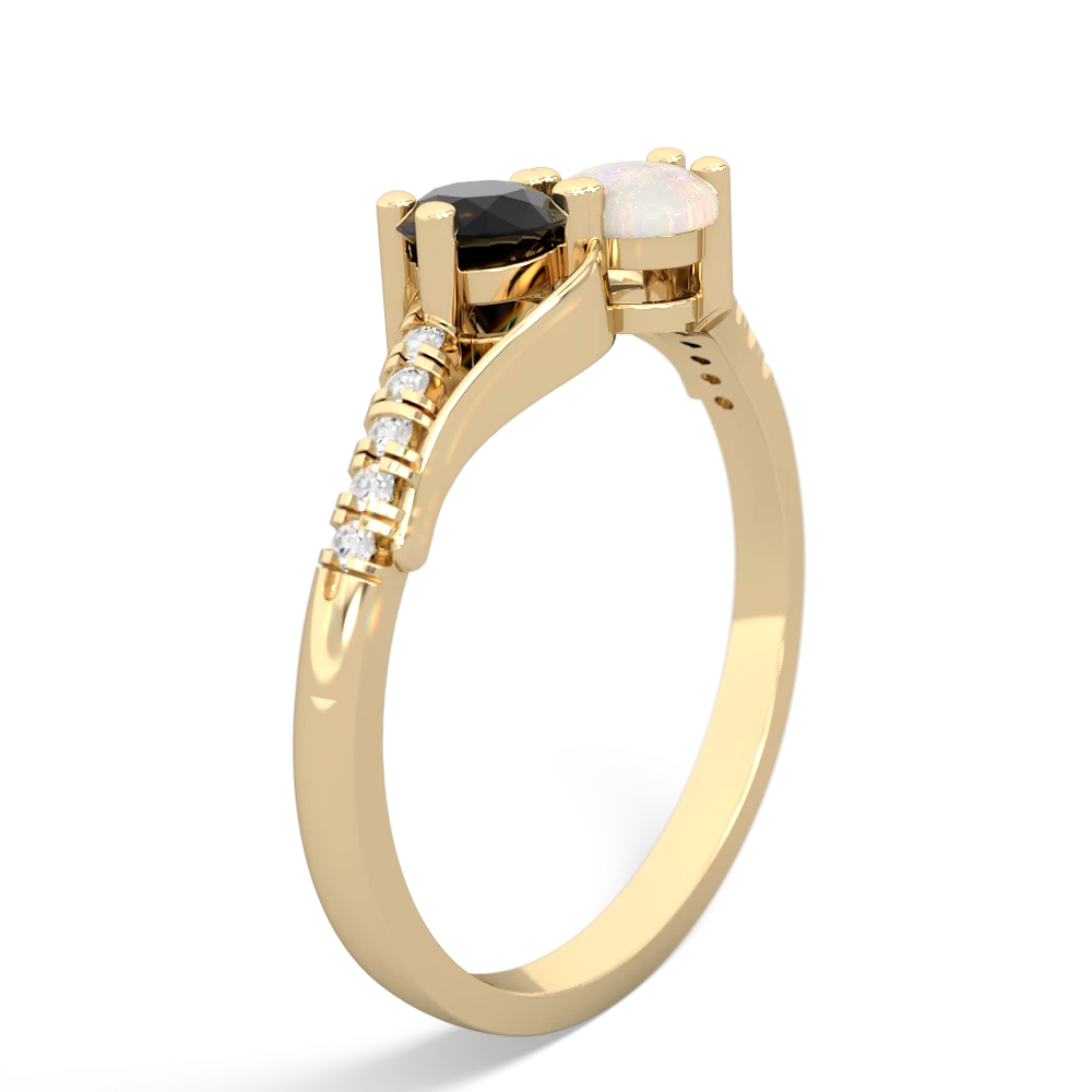 Onyx Infinity Pave Two Stone 14K Yellow Gold ring R5285