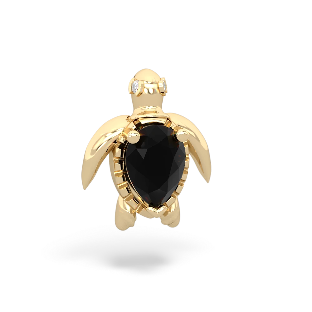 Onyx Baby Sea Turtle 14K Yellow Gold pendant P5241