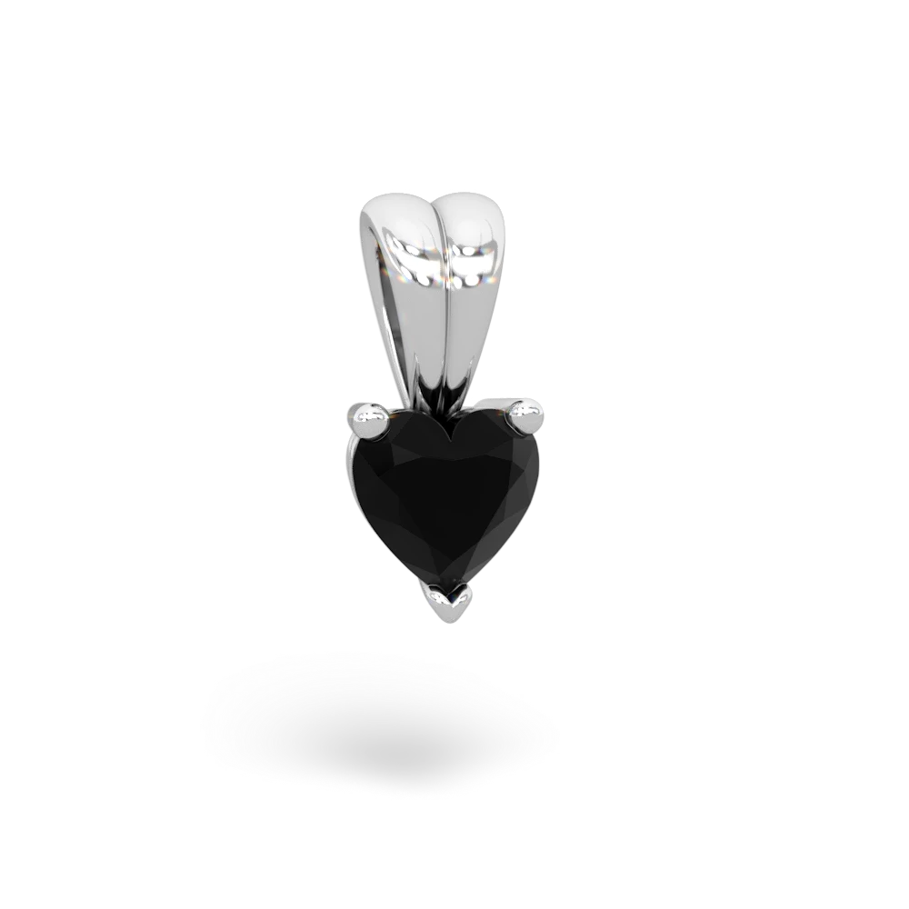 Onyx 5Mm Heart Solitaire 14K White Gold pendant P1861