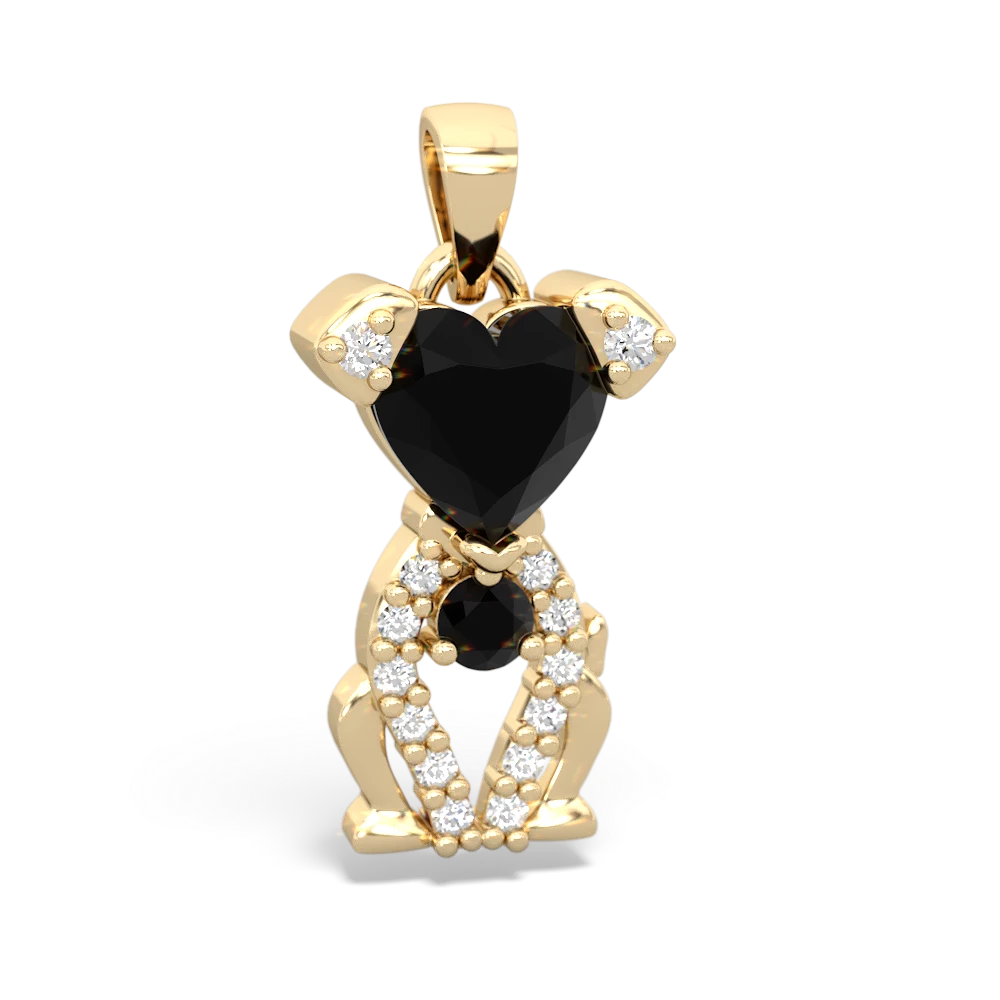 Onyx Puppy Love 14K Yellow Gold pendant P5800