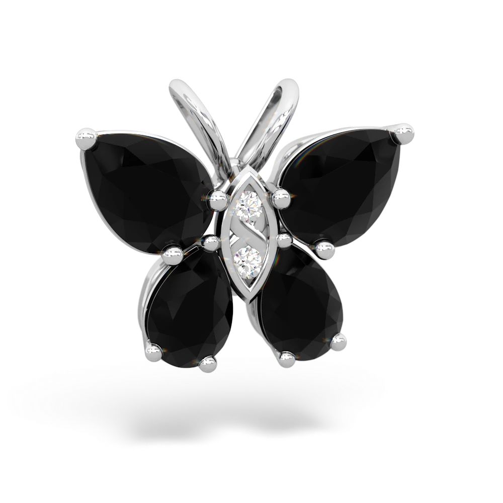 Onyx Butterfly 14K White Gold pendant P2215