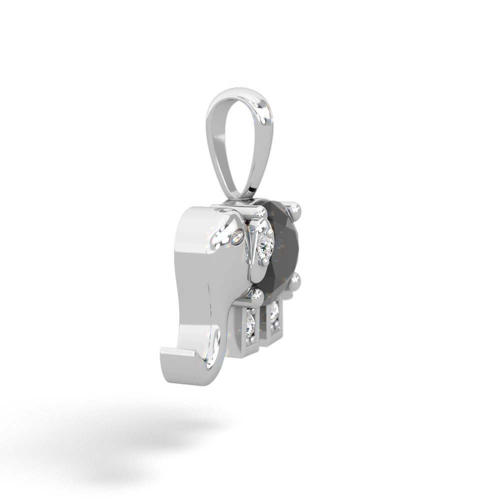 Onyx Elephant 14K White Gold pendant P2555