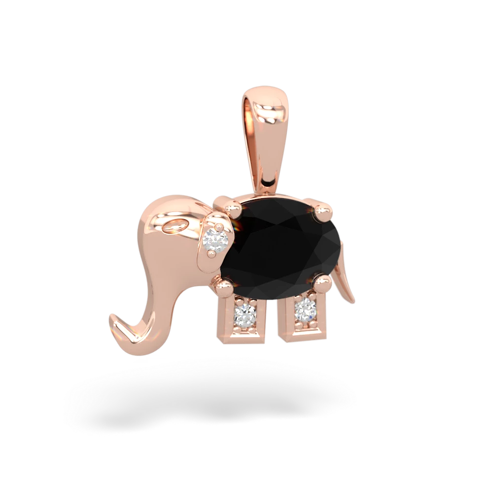 Onyx Elephant 14K Rose Gold pendant P2555