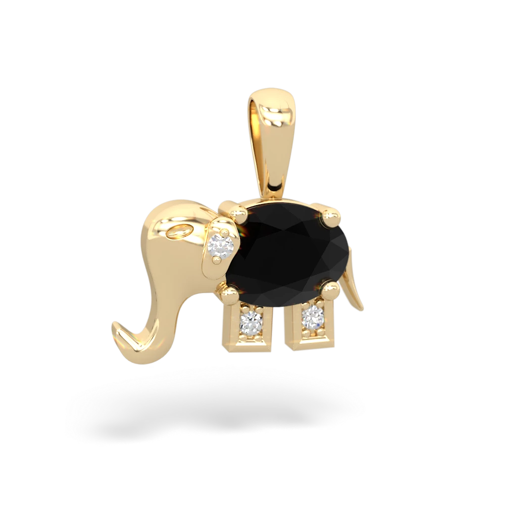 Onyx Elephant 14K Yellow Gold pendant P2555