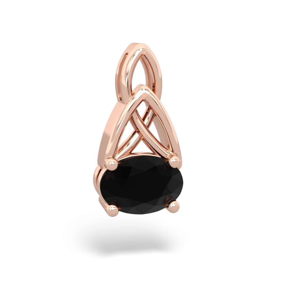 Onyx Celtic Trinity Knot 14K Rose Gold pendant P2389