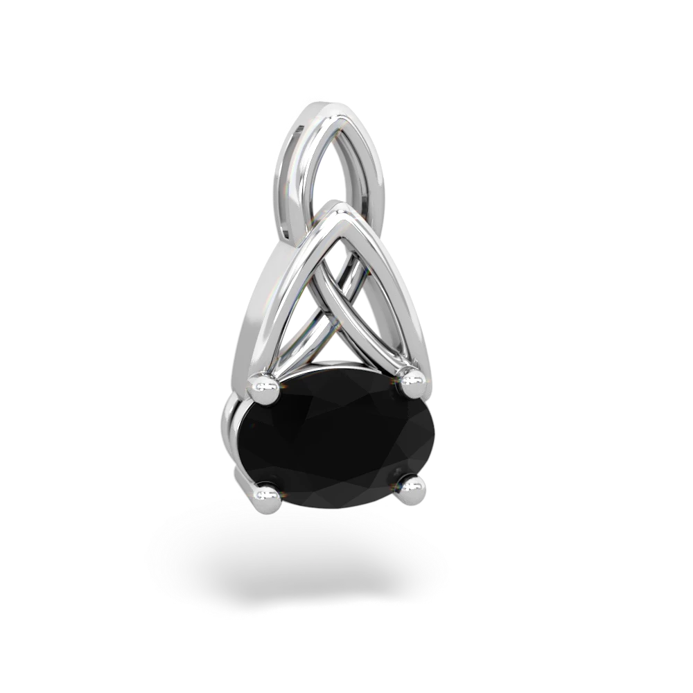 Onyx Celtic Trinity Knot 14K White Gold pendant P2389