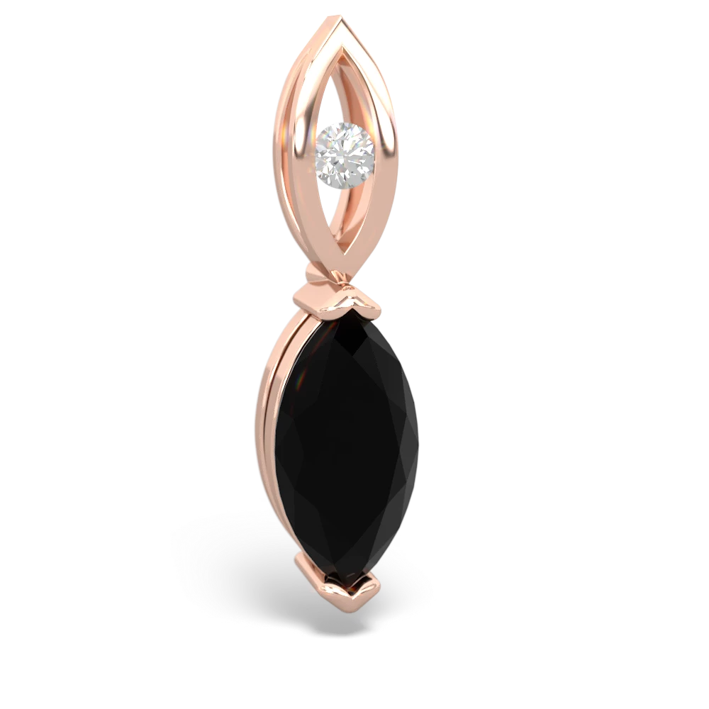 Onyx Marquise Drop 14K Rose Gold pendant P5333