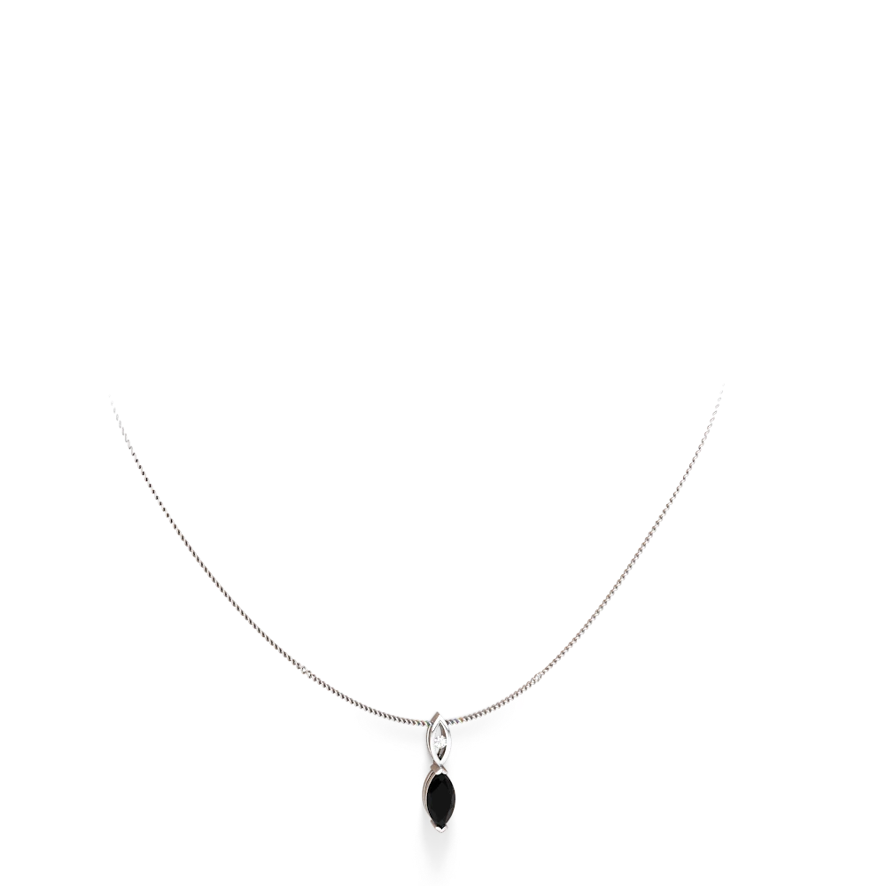 Onyx Marquise Drop 14K White Gold pendant P5333