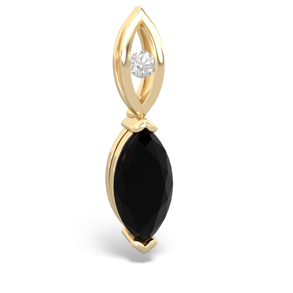 Onyx Marquise Drop 14K Yellow Gold pendant P5333