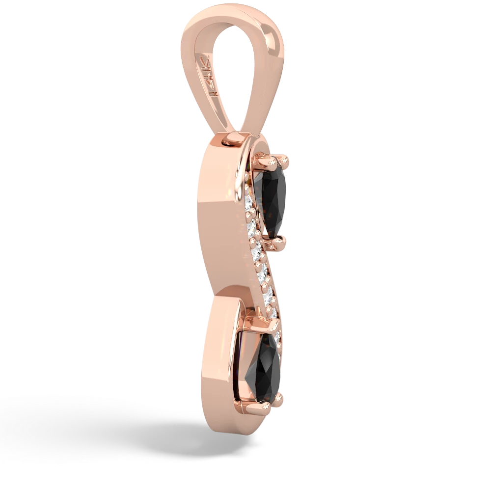 Onyx Diamond Infinity 14K Rose Gold pendant P5390