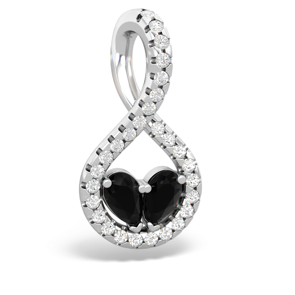 Onyx Pave Twist 'One Heart' 14K White Gold pendant P5360