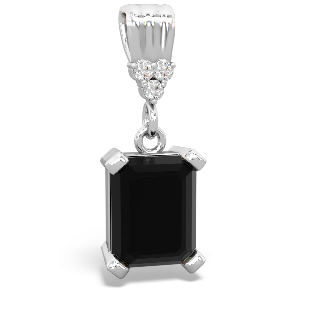 Onyx Art Deco Dangle 14K White Gold pendant P1937