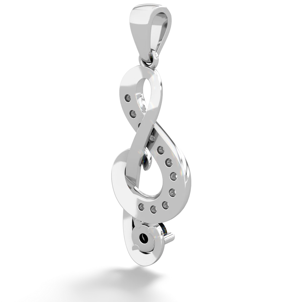 Onyx G-Clef Music 14K White Gold pendant P5830