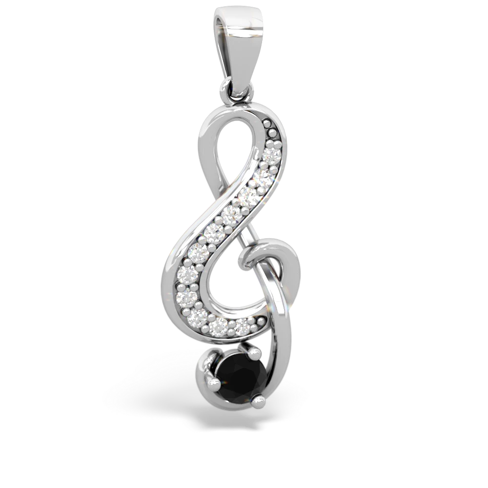 Onyx G-Clef Music 14K White Gold pendant P5830