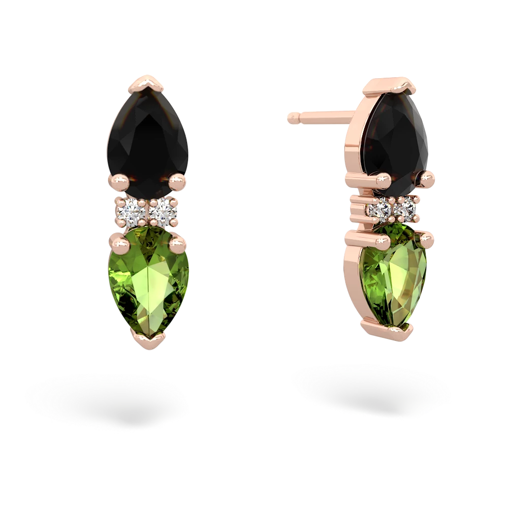 Onyx Bowtie Drop 14K Rose Gold earrings E0865