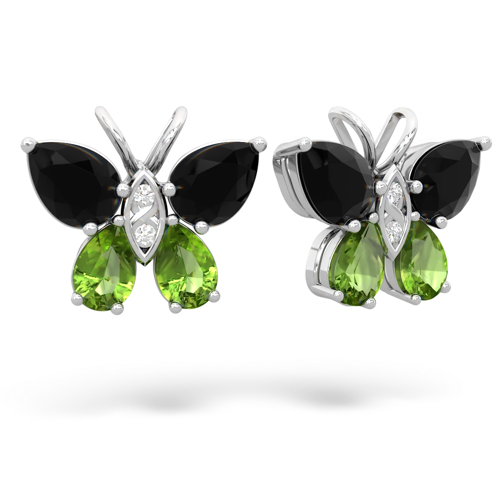 Onyx Butterfly 14K White Gold earrings E2215