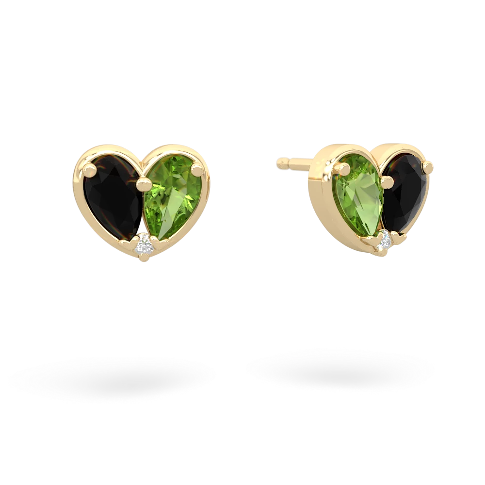 Onyx 'Our Heart' 14K Yellow Gold earrings E5072