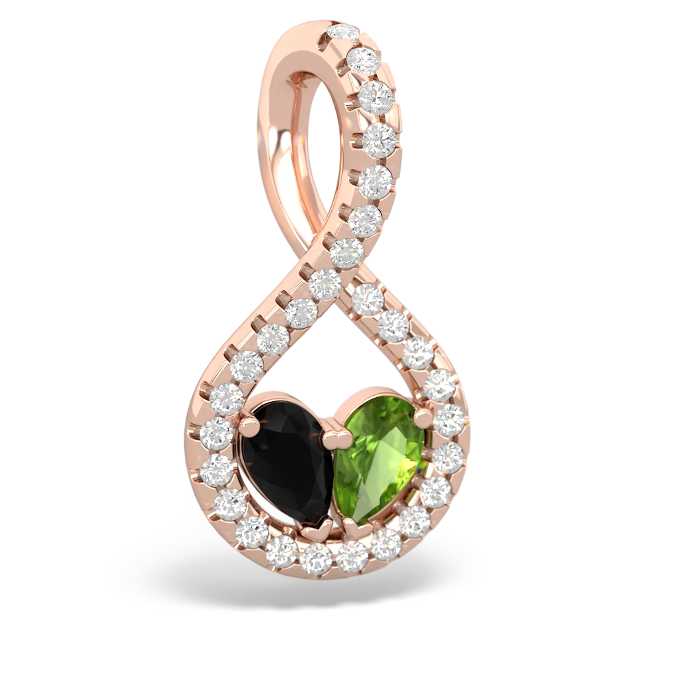 Onyx Pave Twist 'One Heart' 14K Rose Gold pendant P5360