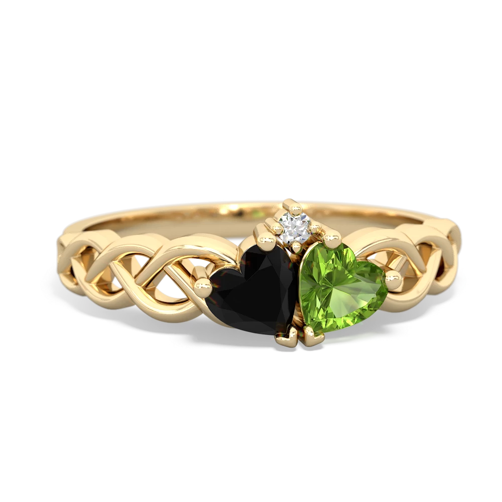 Onyx Heart To Heart Braid 14K Yellow Gold ring R5870