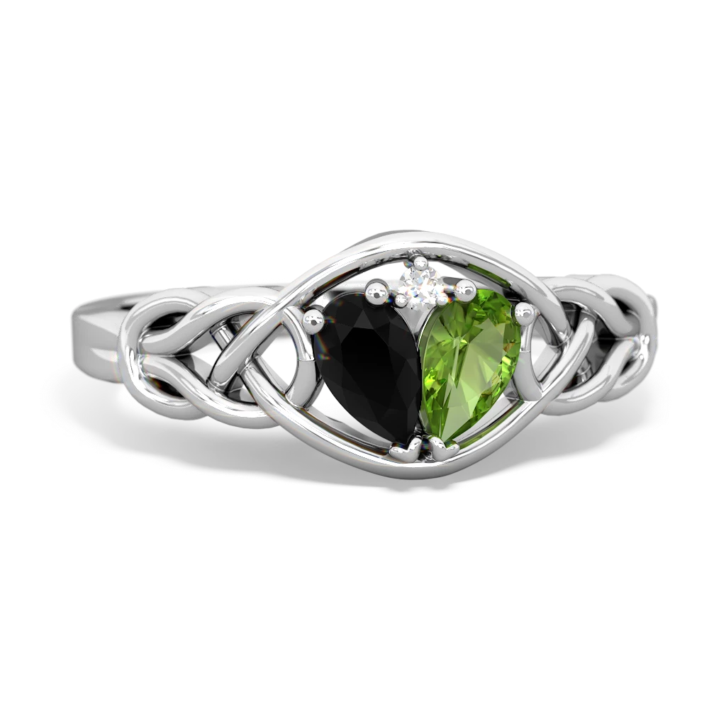 Onyx Celtic Love Knot 14K White Gold ring R5420