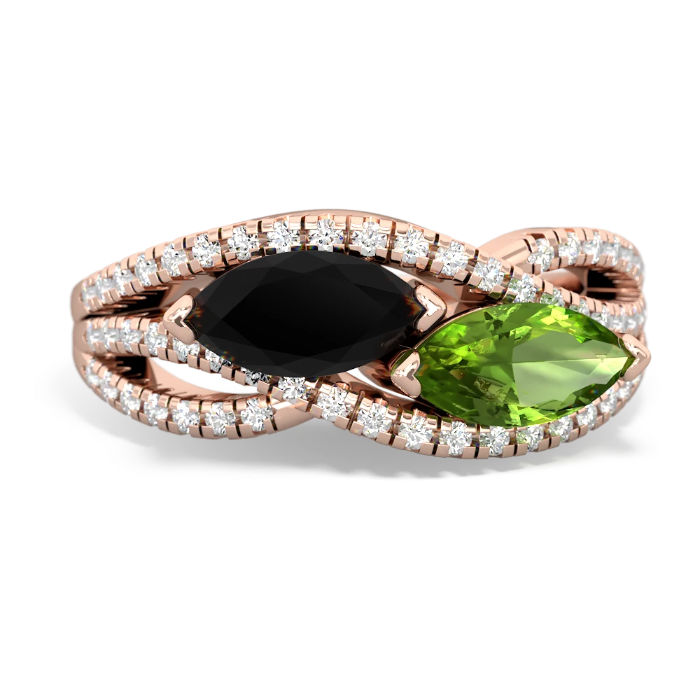 Onyx Diamond Rivers 14K Rose Gold ring R3070