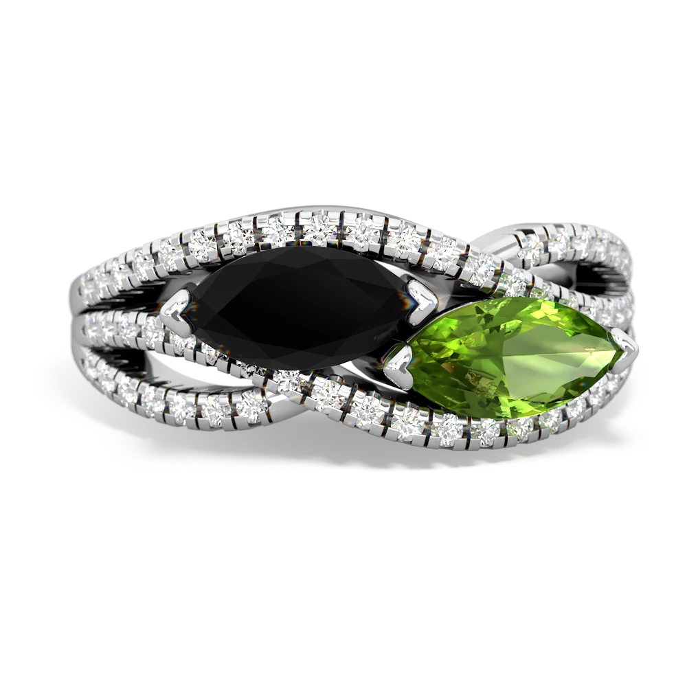 Onyx Diamond Rivers 14K White Gold ring R3070