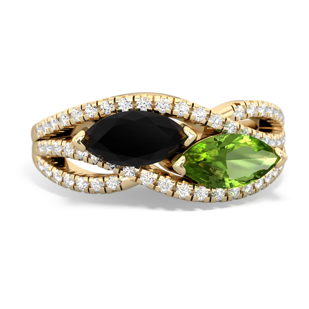 Onyx Diamond Rivers 14K Yellow Gold ring R3070