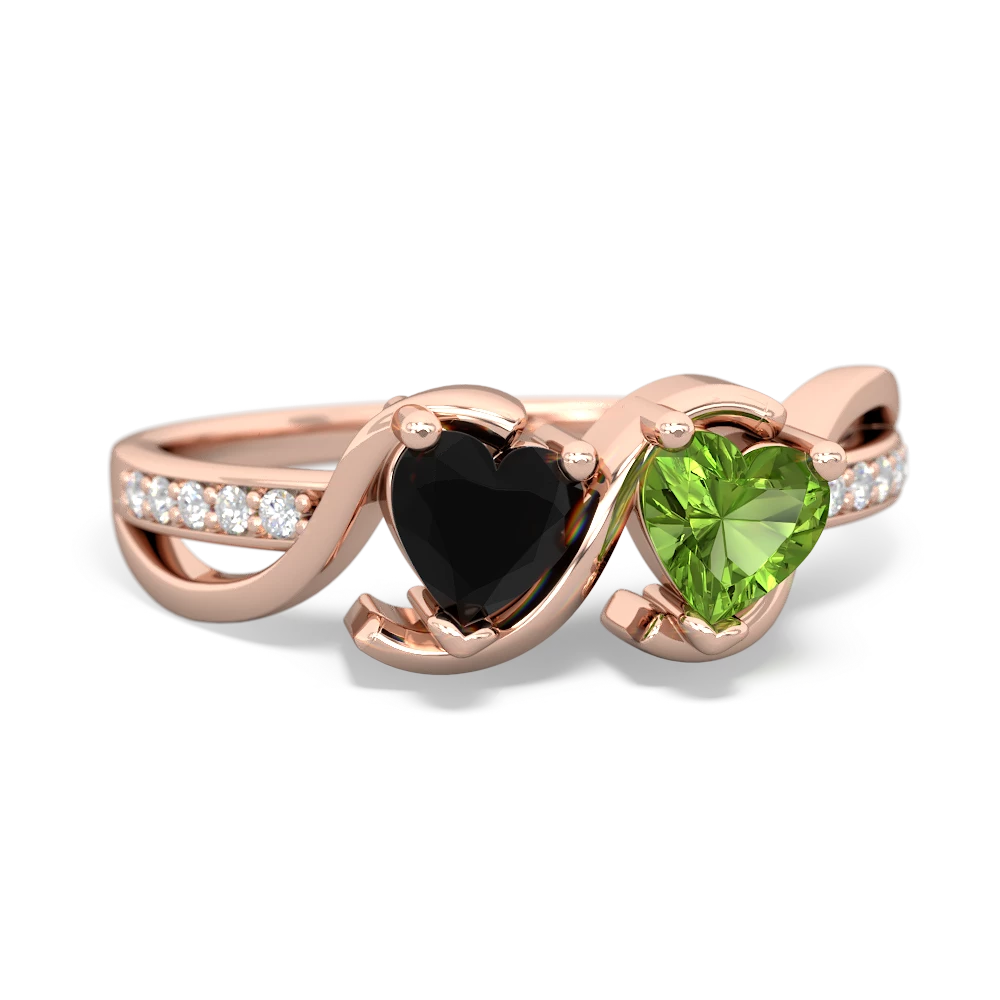 Onyx Side By Side 14K Rose Gold ring R3090