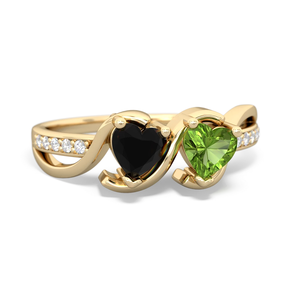 Onyx Side By Side 14K Yellow Gold ring R3090