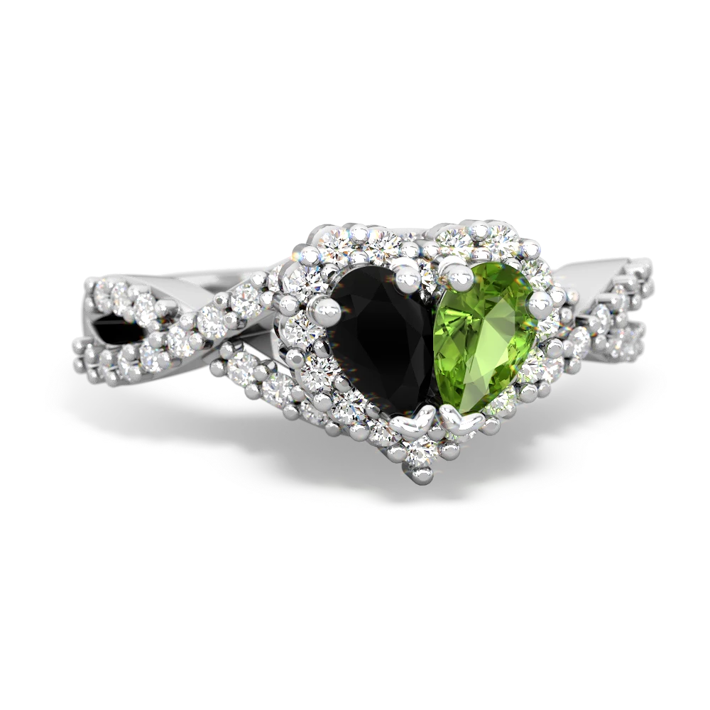 Onyx Diamond Twist 'One Heart' 14K White Gold ring R2640HRT