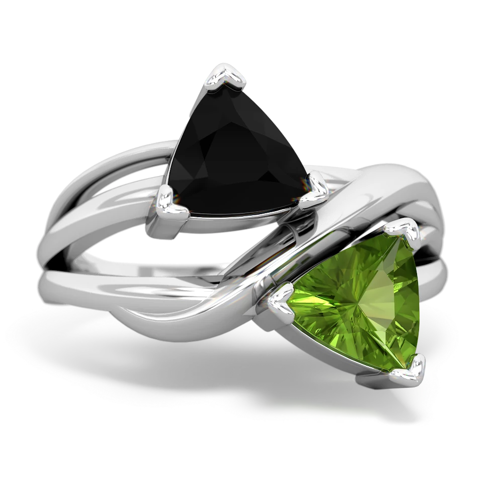 Onyx Split Band Swirl 14K White Gold ring R2341