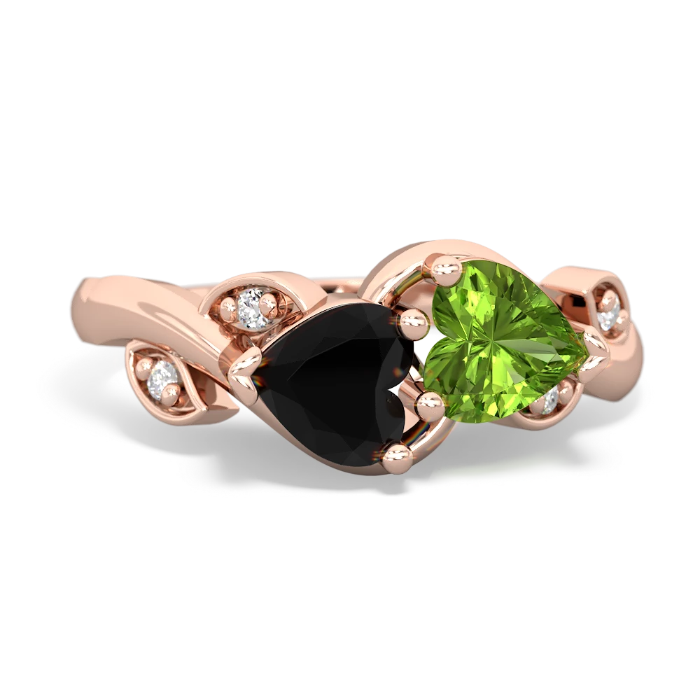 Onyx Floral Elegance 14K Rose Gold ring R5790