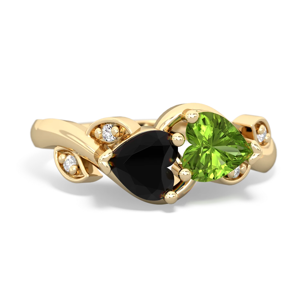 Onyx Floral Elegance 14K Yellow Gold ring R5790