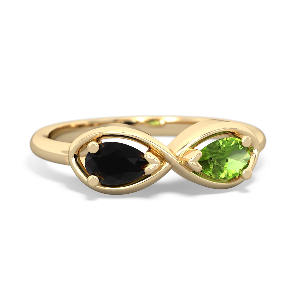 Onyx Infinity 14K Yellow Gold ring R5050