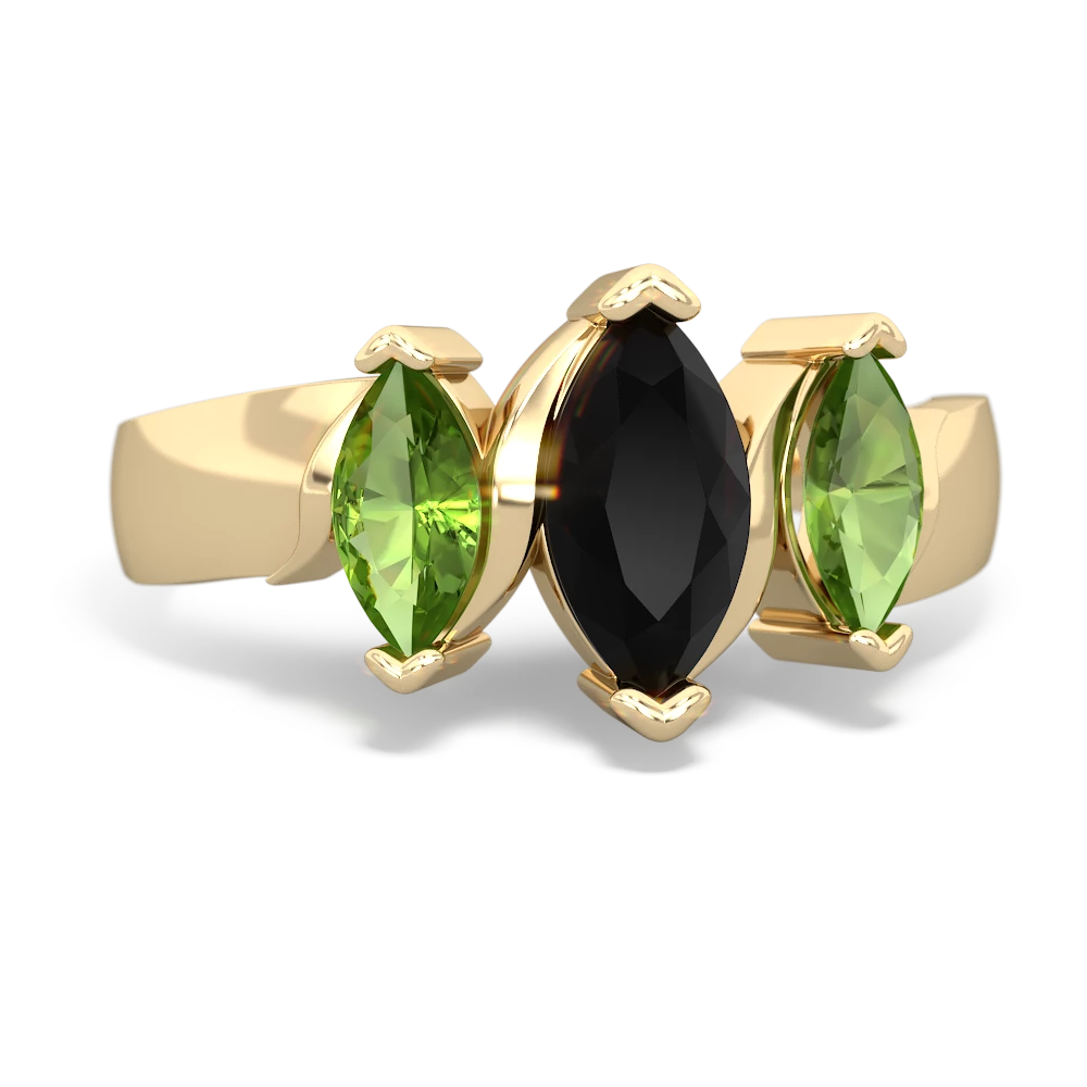 Onyx Three Peeks 14K Yellow Gold ring R2433